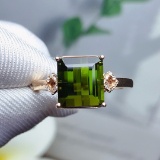 14k Gold 3.25 Ct Natural Tourmaline & Diamond Ring