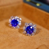 14k Gold 3.42 Ctw Natural Sapphire & Diamond Earrings