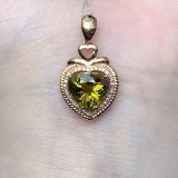 14k Gold 2.50 Ctw Natural Tourmaline & Diamond Pendant