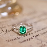 14k Gold 1.46 Ctw Vivid Green Natural Emerald & Diamond Ring