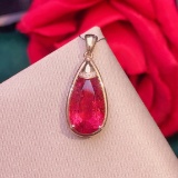 14k Gold 4.46 Ctw Natural Tourmaline & Diamond Pendant
