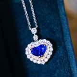 14k Gold 2.14 Ctw Natural Sapphire & Diamond Necklace