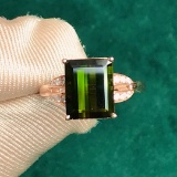 14k Gold 4.19 Ctw Natural Tourmaline & Diamond Ring