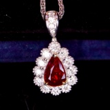 14k Gold 1.40 Ctw Natural Ruby & Diamond Pendant