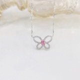 14k Gold 0.26 Ctw Natural Pink Diamond & Diamond & Butterfly Necklace