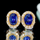 14k Gold 2.61 Ctw Natural Sapphire & Diamond Earrings