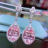 14k Gold 7.65 Ct Natural Morganite & Diamond Earrings