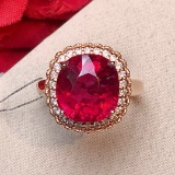 14k Gold 6.56 Ctw Natural Tourmaline & Diamond Ring