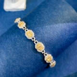 14k Gold 4.69 Ctw Natural Yellow Diamond & Diamond Bracelet