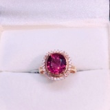 14k Gold 3.76 Ctw Natural Tourmaline & Diamond Ring