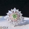 14k Gold 2.64 Ctw Natural Green Diamond & Diamond & Cocktail Ring