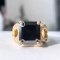 14k Gold 11.73 Ctw Natural Black Diamond & Diamond & Art Deco Ring