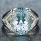 14k Gold 6.95 Ct Natural Aquamarine & Diamond & Solitaire Ring