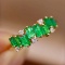 14k Gold 1.10 Ctw Natural Emerald & Diamond & Eternity Band Ring