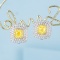14k Gold 1.63 Ctw Natural Yellow Diamond & Diamond Earrings