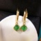 14k Gold 0.75 Ct Natural Emerald & Diamond Earrings