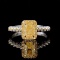 14k Gold 0.97 Ctw Natural Yellow Diamond & Diamond & Cocktail Ring
