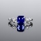 14k Gold 1.18 Ctw Vivid Blue Natural Sapphire & Diamond Ring