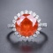 14k Gold 6.10 Ctw Natural Spessartine & Diamond & Cocktail Ring