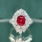 14k Gold 2.98 Ctw Natural Ruby & Diamond & Cocktail Ring