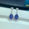 14k White Gold 1.76 Ct Natural Sapphire & Diamond Earrings