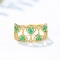 14k Yellow Gold 0.34 Ctw Natural Emerald & Diamond & Art Deco Ring