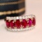 14k Gold 2.73 Ctw Natural Ruby & Diamond & Eternity Band Ring