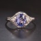 14k Gold 1.40 Ct Natural Tanzanite & Diamond & Solitaire Ring