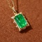 14k Gold 2.13 Ctw Vivid Green Natural Emerald & Diamond Pendant