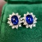14k Gold 2.35 Ctw Natural Sapphire & Diamond Earrings