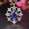 14k Gold 0.98 Ct Natural Sapphire & Diamond Pendant