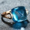 14k Gold 12.72 Ct Natural Topaz & Diamond & Solitaire Ring
