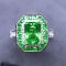 14k Gold 2.40 Ctw Natural Tsavorite & Diamond & Cocktail Ring