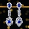 14k Gold 2.28 Ctw Vivid Blue Natural Sapphire & Diamond Earrings