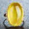 14k Gold 20.85 Ct Natural Prehnite & Diamond & Solitaire Ring