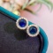 14k Gold 0.80 Ctw Natural Sapphire & Diamond Earrings