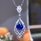 14k Gold 1.15 Ct Natural Sapphire & Diamond Pendant