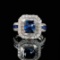 14k Gold 2.92 Ctw Natural Sapphire & Diamond Ring