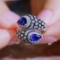 14k Gold 1.69 Ctw Vivid Blue Natural Sapphire & Diamond Ring
