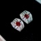 14k Gold 1.82 Ctw Vivid Red Natural Ruby & Diamond Earrings