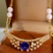 14k Gold 3.22 Ctw Natural Sapphire & Diamond Necklace