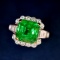 14k Gold 6.25 Ctw Intense Green Natural Tsavorite & Diamond Ring