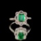 14k Gold 1.11 Ctw Vivid Green Natural Emerald & Diamond & Cocktail Ring/pendant