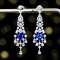 14k Gold 1.15 Ctw Vivid Blue Natural Sapphire & Diamond Earrings