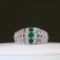 14k Gold 0.46 Ctw Vivid Green Natural Emerald & Diamond Ring