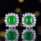 14k Gold 2.67 Ctw Vivid Green Natural Emerald & Diamond Ring