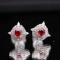 14k Gold 1.16 Ctw Natural Ruby & Diamond Earrings