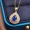 14k Gold 1.75 Ctw Natural Sapphire & Diamond Pendant