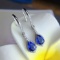 14k Gold 2.06 Ctw Vivid Blue Natural Sapphire & Diamond Earrings