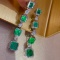 14k Gold 3.92 Ctw Vivid Green Natural Emerald & Diamond Earrings